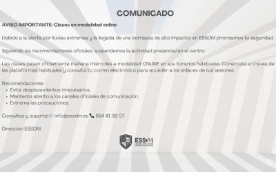 Aviso Importante: Suspensión de actividad presencial y paso a modalidad online (Miércoles 4 de febrero)